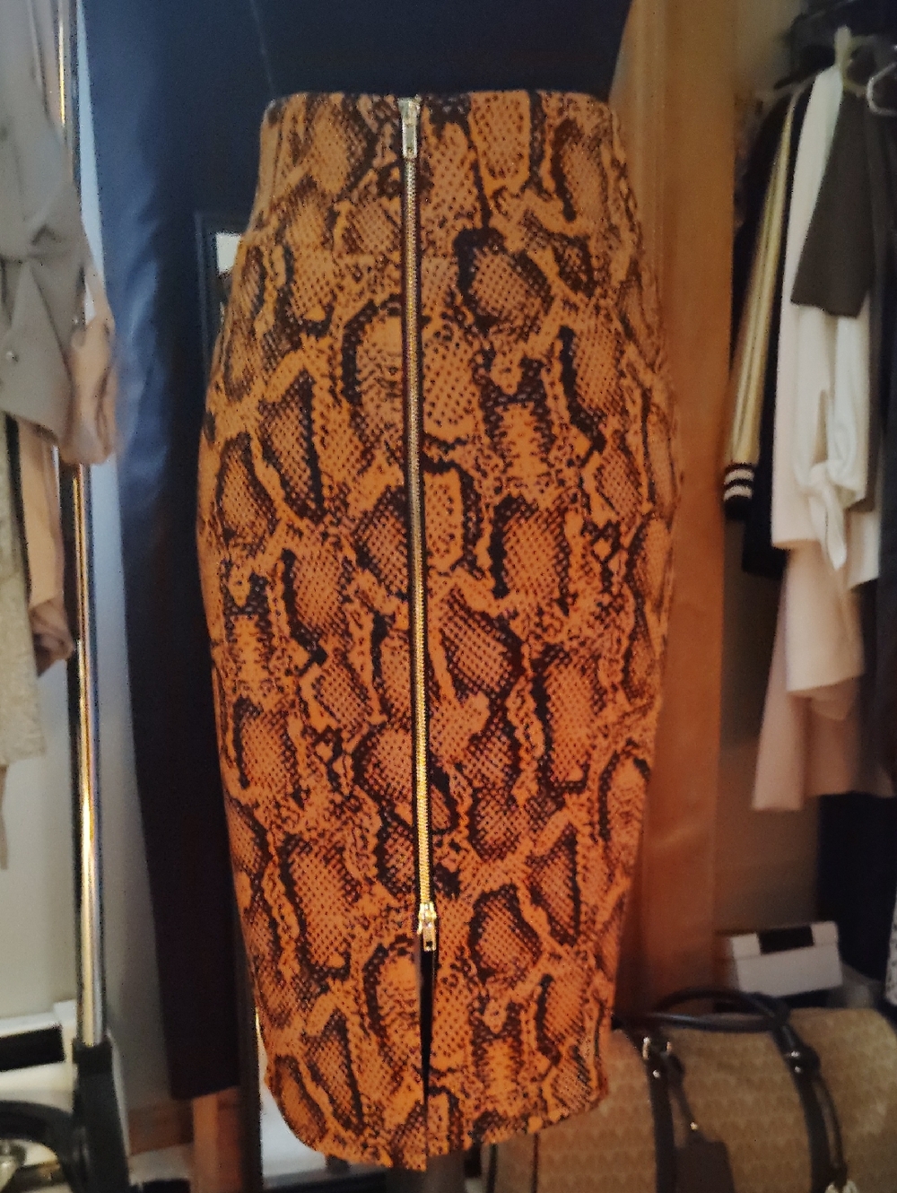 Thalia sodi High-Waist Snake Print Pencil Skirt Back Zip XS $88